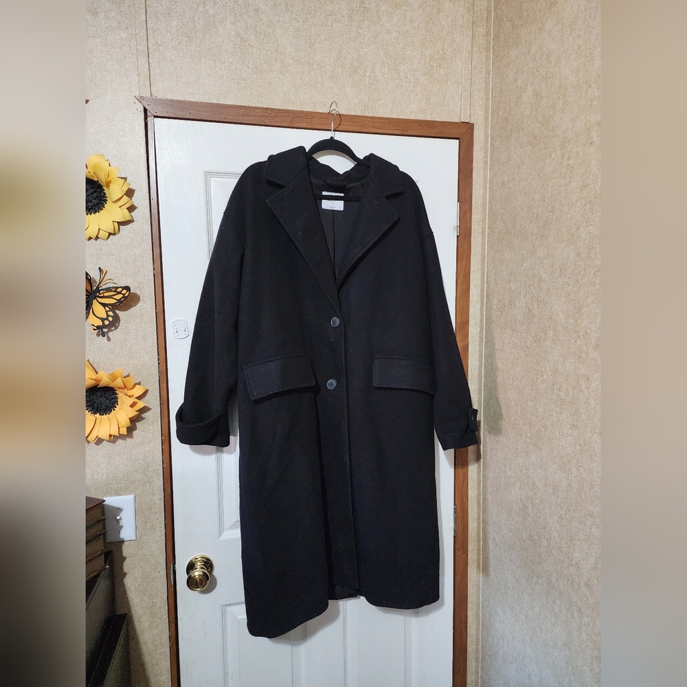 Women's Long Black Coat Sz Xl